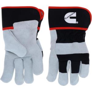 image:imageCummins Split Leather Palm Gloves CMN35150  Mens Leather Work Gloves Heavy Duty Warehouse Gloves for Men with Safety Cuff and Leather Palm  Large White and BlackXLarge