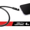 image:imageCummins Steel Braided USBCR LightningR Charging Cord HD Steel Compatible with AppleR Devices 4ft CMN4701