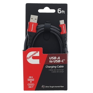 image:imageCummins 6ft USBA to USBC Charging Cable Compatible with iPhone and Samsung Premium Braided UltraDurable Aramid Fiber
